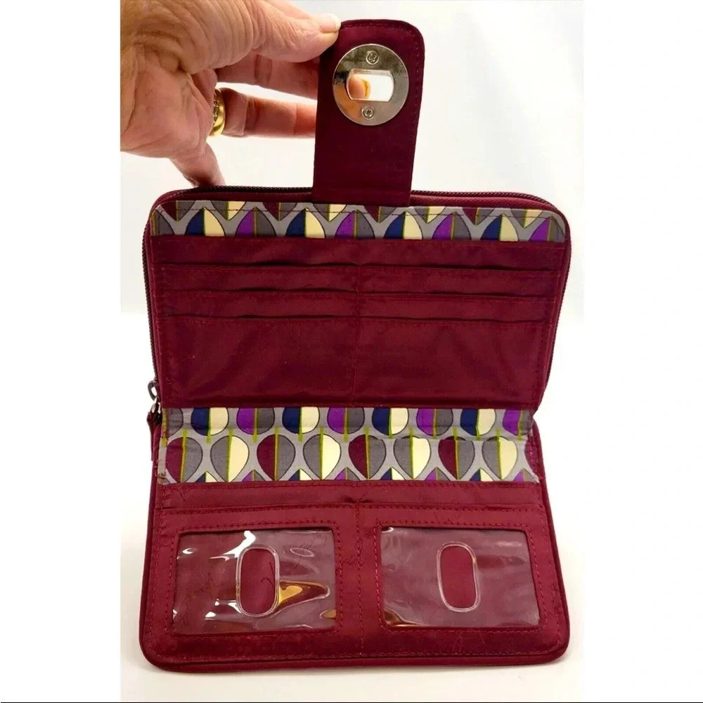 Vera Bradley Women's Red Quilted Zip-Around Wallet RFID Blocking - Picture 7 of 7
